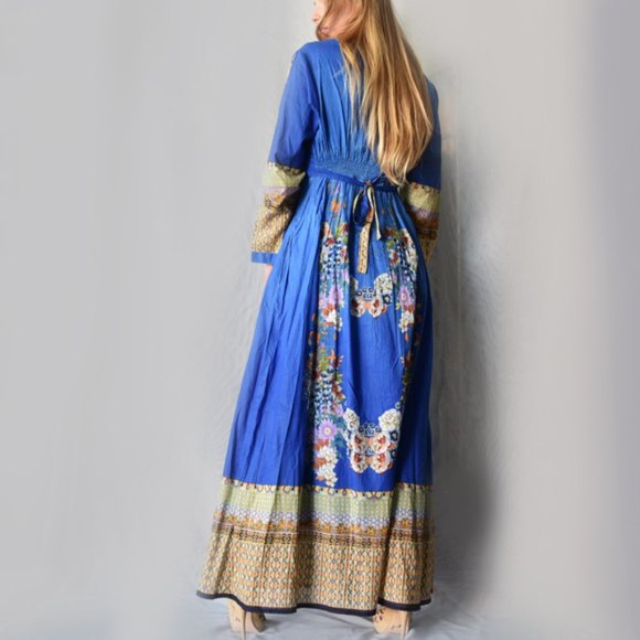 Designer Boho Maxi Dress Iconic IVANA RUZZO Soft Cotton Embroidered Top - Picture 8 of 16